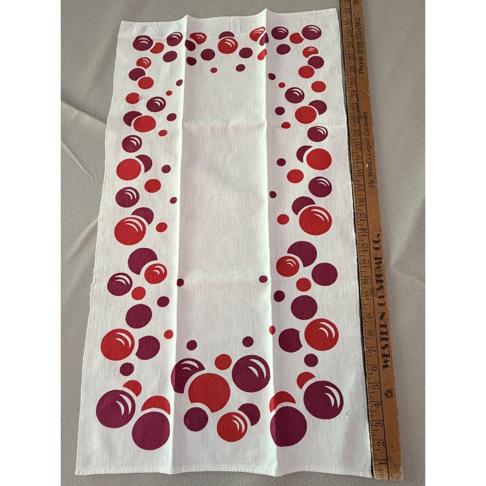 Vintage Martex "Dry-Me-Dry" Kitchen Towel Retro Red Burgundy Bubble Dot Pattern